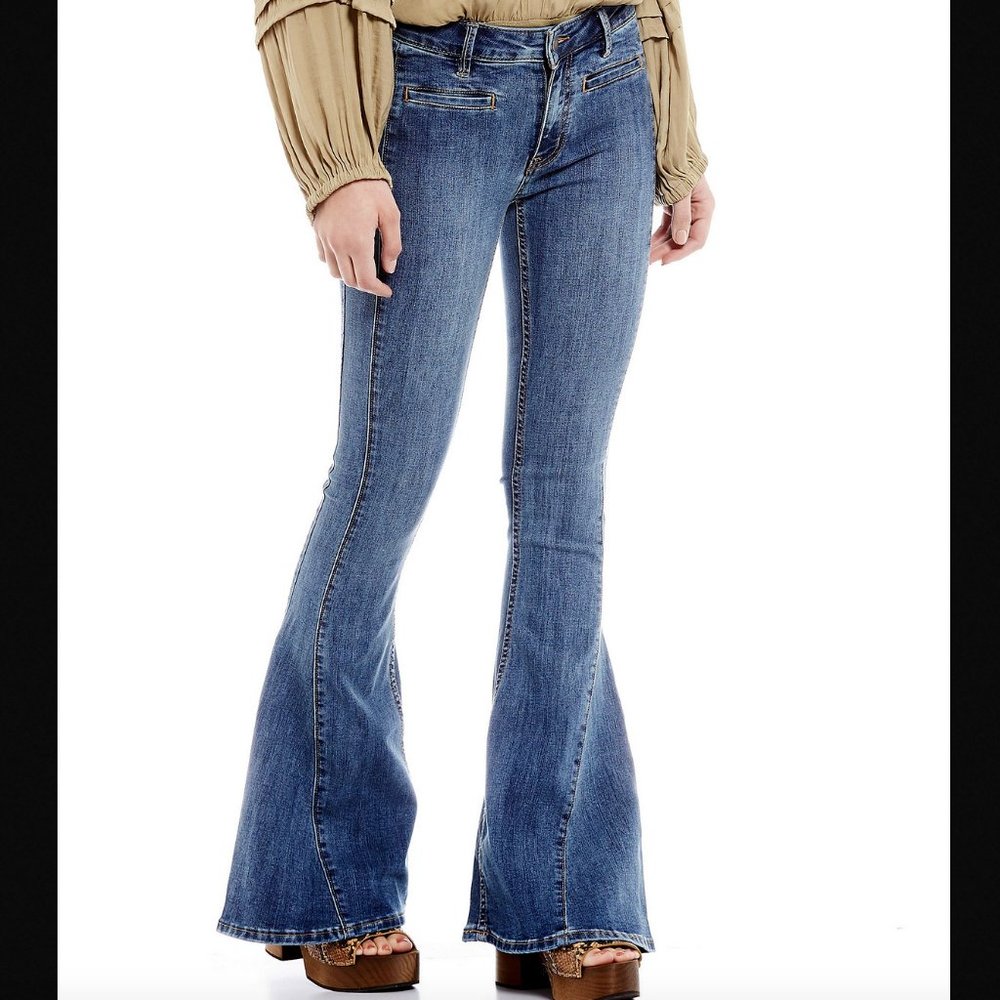 NWOT Free People 28 Pieced Denim Dream Lover Flare